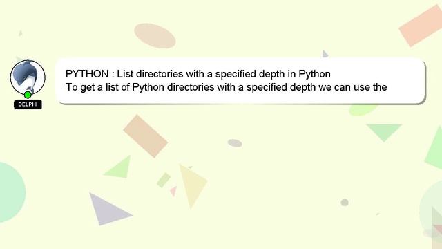 PYTHON : List directories with a specified depth in Python смотреть онлайн