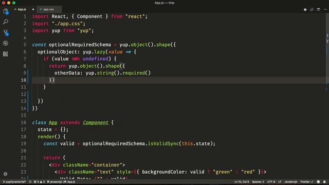 Create an Optional Dynamic Validation Schema based on a Value with the Yup Validation Library смотреть онлайн