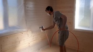 Покраска вагонки безвоздушкой. Аппарат aspro 2700