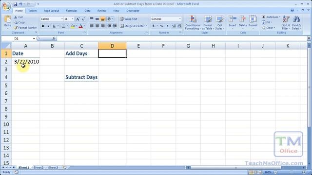 Add or Subtract Days from a Date in Excel смотреть онлайн