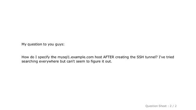 MySQL : MySQL connection over SSH tunnel - how to specify other MySQL server? смотреть онлайн