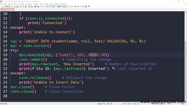 How to Insert Data into Table Parameterized Query Tuple in Python (Hindi) смотреть онлайн