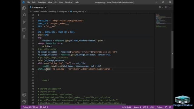 download Instagram profile pic || python projects for beginners || Project Maker смотреть онлайн