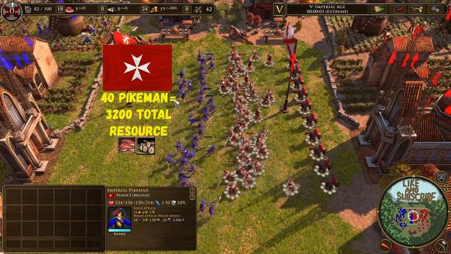Tercio vs Pikemans units ( Total resource and full upgrade ) Age of empires 3 Battle смотреть онлайн
