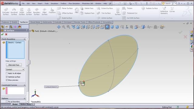 SolidWorks : Filled Surface - Ellipse Tank Cap смотреть онлайн
