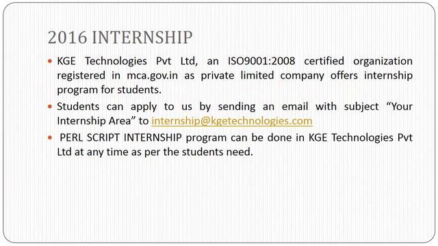 PERL SCRIPT INTERNSHIP in KGE Technologies Pvt Ltd смотреть онлайн
