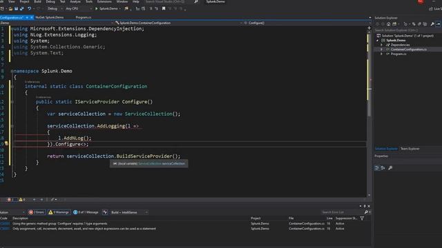 NLog and Splunk in Docker for .NET Core Application смотреть онлайн