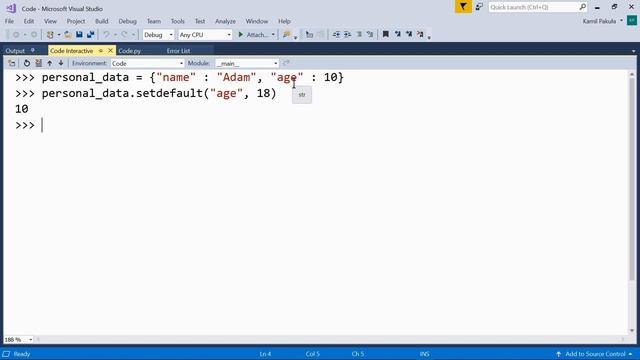 Dictionary Methods: setdefault смотреть онлайн