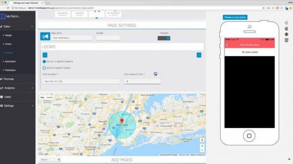 ABC App Builder Features overview Push Notifications