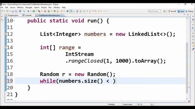list 5 random numbers in java смотреть онлайн