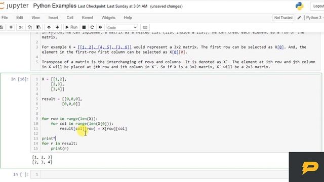 Python Program to Transpose a Matrix смотреть онлайн