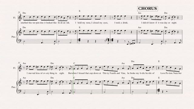 Flute - Love Potion No 9 - The Searchers - Sheet Music, Chords, & Vocals смотреть онлайн