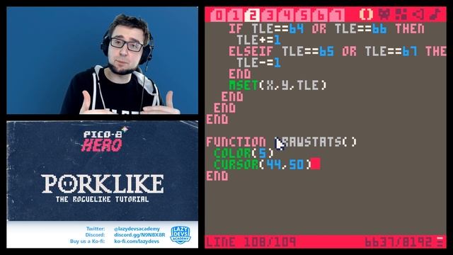 Making a Roguelike #48 - Stats - Pico-8 Hero смотреть онлайн