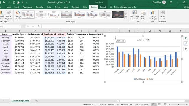 Excel 2019 Creating Charts & Customizing Elements, Layouts and Styles смотреть онлайн