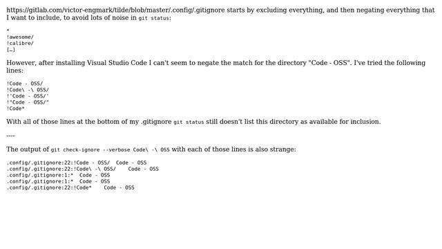 How to negate a gitignore pattern containing spaces? смотреть онлайн