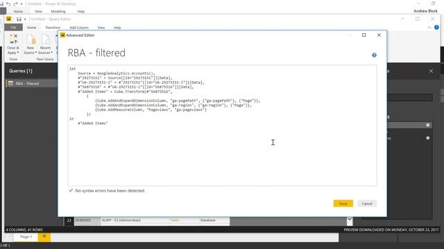 Power BI: editing queries (advanced editor) to add additional Google Analytics data смотреть онлайн