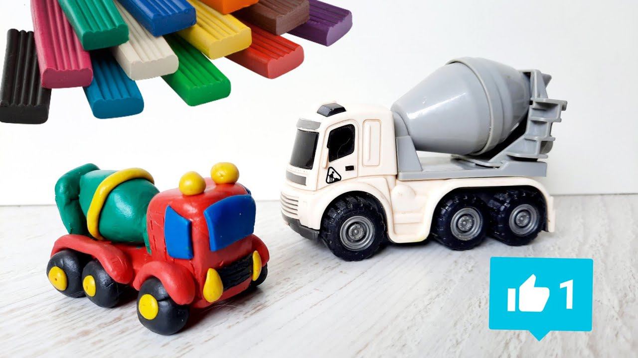 Бетономешалка из пластилина / Транспорт из пластилина смотреть онлайн