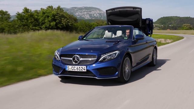 Mercedes-Benz C 400 4MATIC Cabriolet Driving Video in Brilliant Blue | AutoMotoTV смотреть онлайн