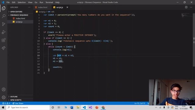 How to represent the fibonacci sequence in both JavaScript and Python смотреть онлайн