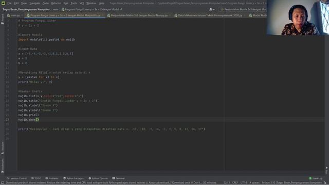 Bahasa Python dengan Modul Matplotlib (Grafik Fungsi Linier y = 3x + 2) смотреть онлайн