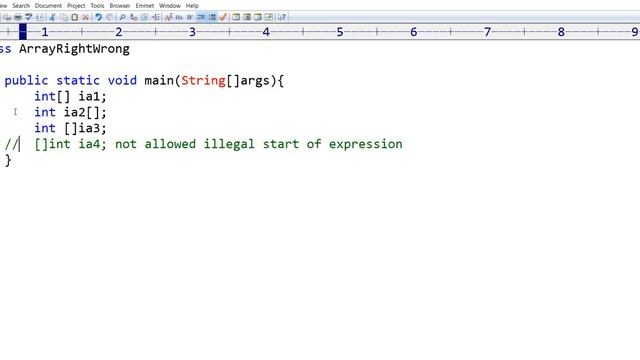 wrong syntax of array creation and array declaration errors смотреть онлайн