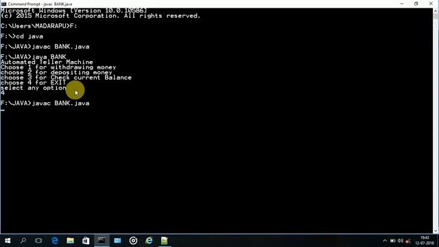 Bank transaction program in java using javac and command prompt смотреть онлайн