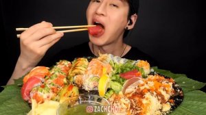 ASMR SUSHI & SASHIMI PLATTER MUKBANG (No Talking) EATING SOUNDS | Zach Choi ASMR