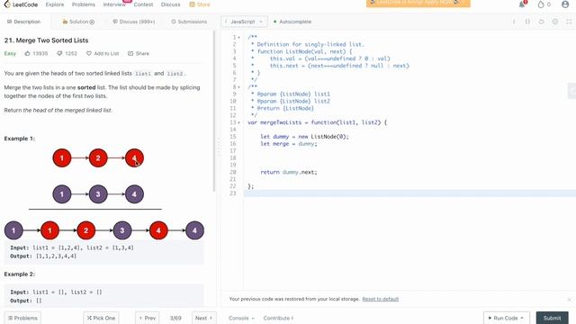 Leetcode 21: Merge Two Sorted Lists смотреть онлайн