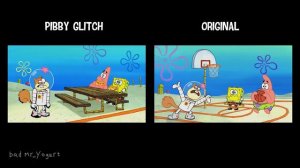 If the darkness took over all Spongebob characters and Original SIDE-BY-SIDE COMPARISON ( Pibby )