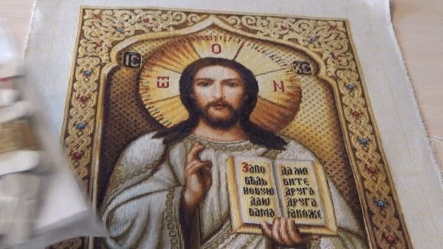 Вышивка крестом. Икона "Иисус вседержитель" Готовая работа смотреть онлайн