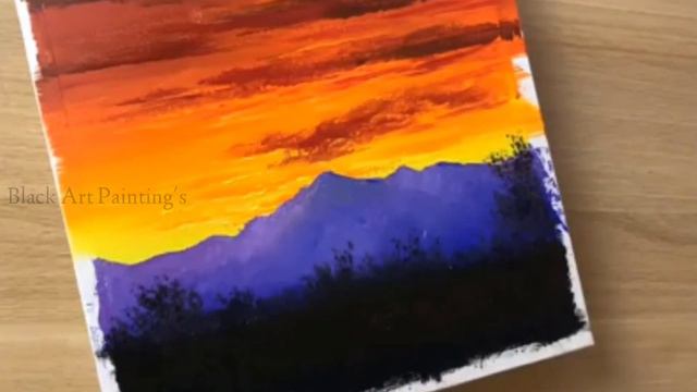 Cactus with Sunset painting | Acrylic painting art | Black Art painting's.. смотреть онлайн