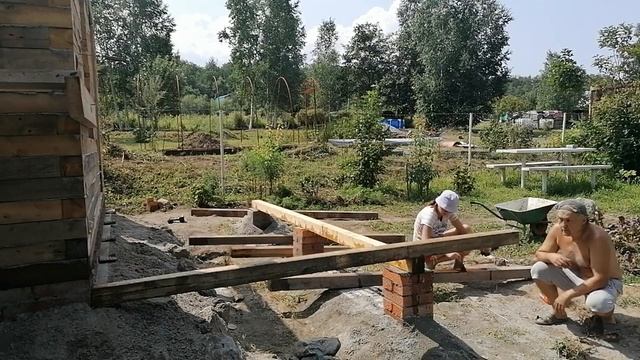 Строительство бани 4*4 из бруса с верандой. Устраняем последствия непогоды. смотреть онлайн