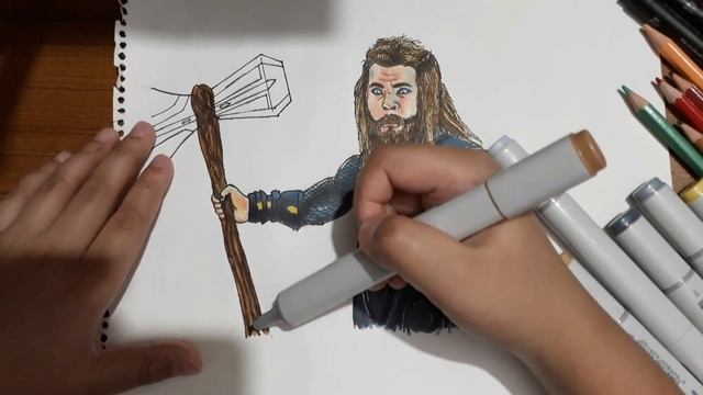 Drawing Thor from Avengers Endgame (colouring with Finecolour markers!) смотреть онлайн