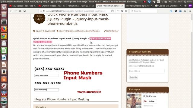 Phone Numbers Input Mask jQuery Plugin Demo смотреть онлайн