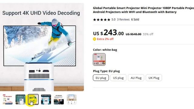 Global Portable Smart Projector Mini Projector Portable Projector Android Projectors with WIFI NEW смотреть онлайн