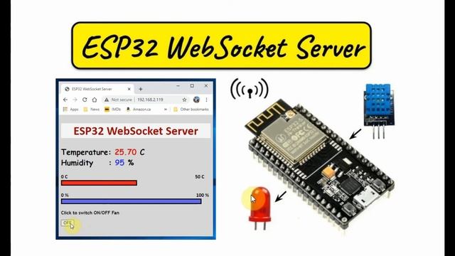 ESP32 WebSocket Server with DHT11 Sensor смотреть онлайн