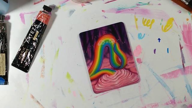 Rainbow at the Raspberry Seltzer Pond ✿ Pop surreal painting process with Anka of AGblend13 смотреть онлайн