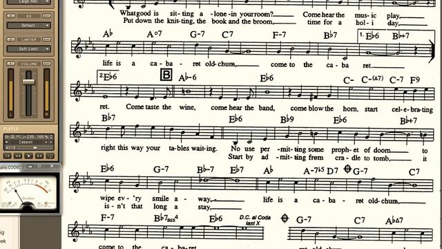 Cabaret Bb playalong for Cornet Trumpet Vocal or any Bb instrument with lyrics смотреть онлайн
