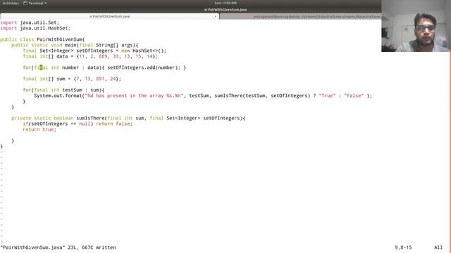 JAVA DATA STRUCTURE HASHING : Pair Of Numbers With The Given Sum Exists In An Array смотреть онлайн