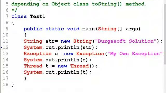 Java Program to Understand toString() method of Different class смотреть онлайн