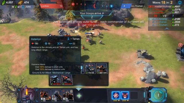 Art of War: Red Tides Gameplay Asterion Assault смотреть онлайн