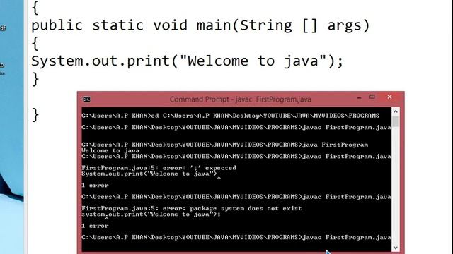 JAVA FIRST PROGRAM|JAVA FIRST PROGRAM ERROR HANDLING|JAVA PROGRAMMING TUTORIAL 3 HINDI URDU смотреть онлайн