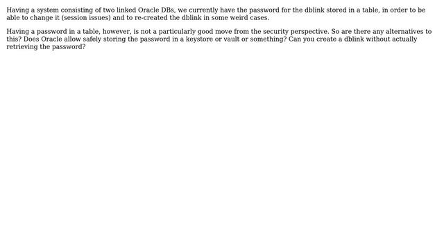 Databases: How to securely store the password for an Oracle DB link? смотреть онлайн
