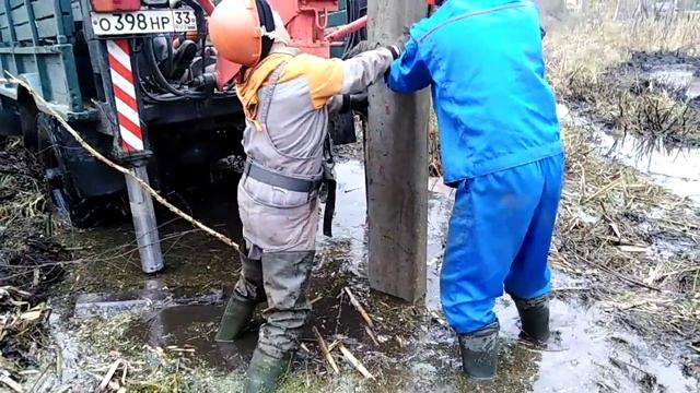 Установка опоры ЛЭП 10 кв смотреть онлайн