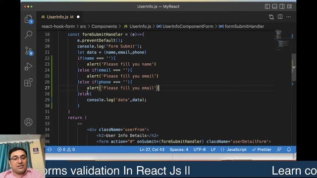 react hook form tutorial in hindi || react js tutorials || how to validate form in react js ? #24 смотреть онлайн