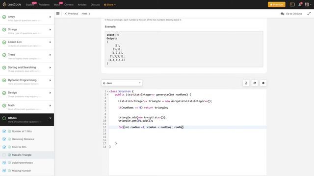 leetcode q118 Pascal's Triangle | Java смотреть онлайн