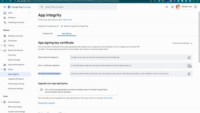 How to add google play app signing key certificate in Adiogent смотреть онлайн