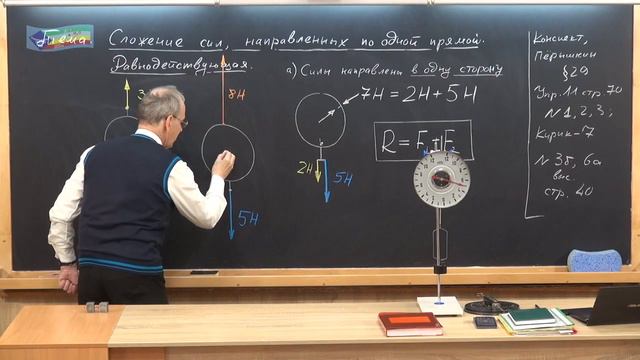 Урок 38 (осн). Сложение сил, направленных по одной прямой. Равнодействующая смотреть онлайн