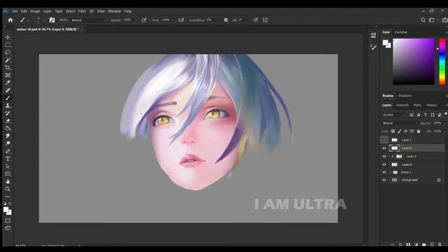 Digital Painting of Beautiful Anime Girl in Photoshop смотреть онлайн