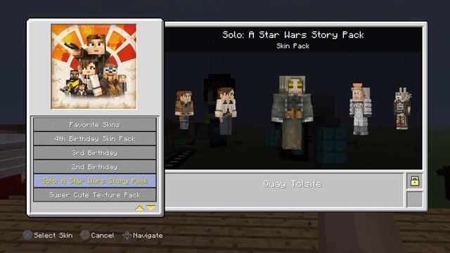 Minecraft star wars solo story pack skin pack